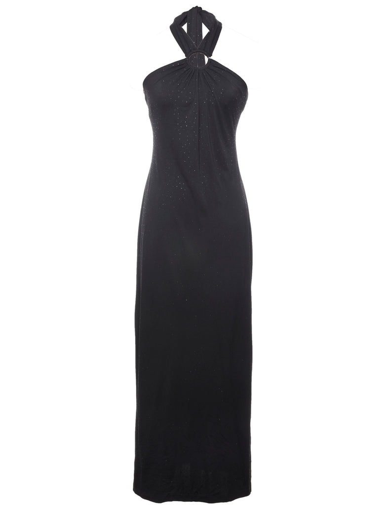 Black 1990s Sparkly Halterneck Dress - XS