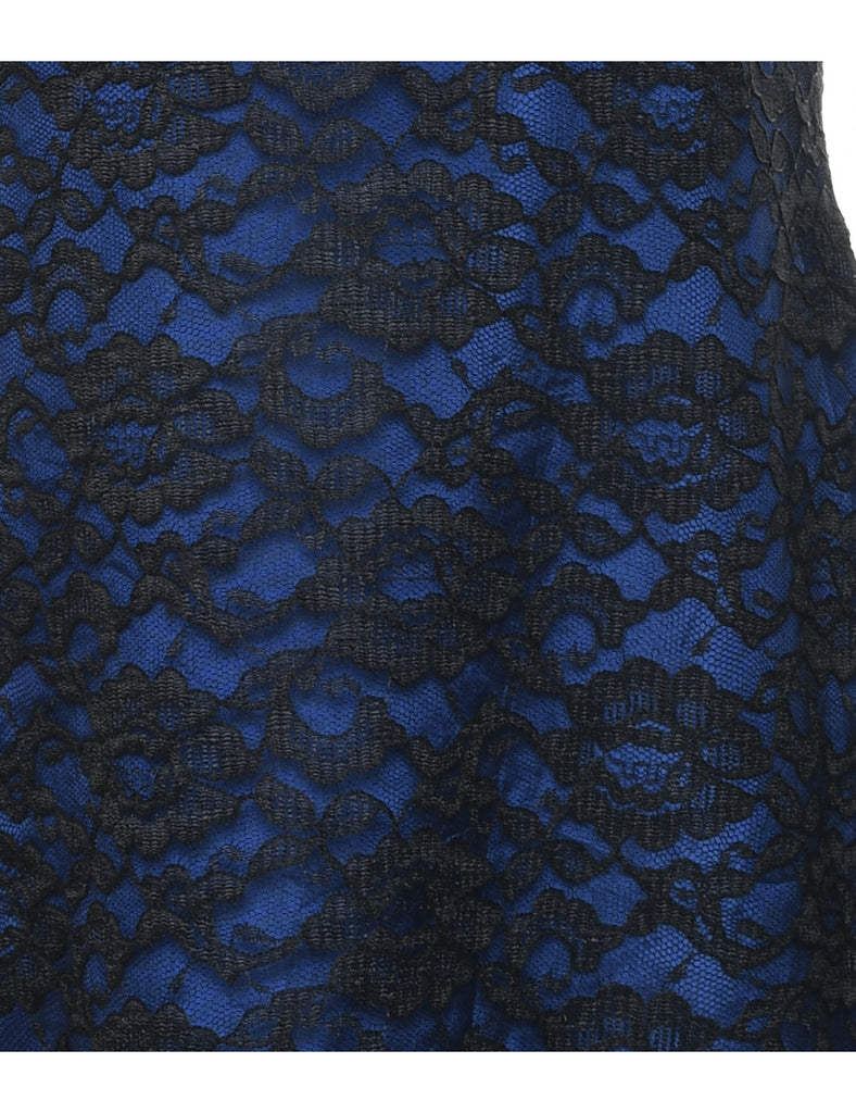 Black & Blue Lace Evening Dress - M