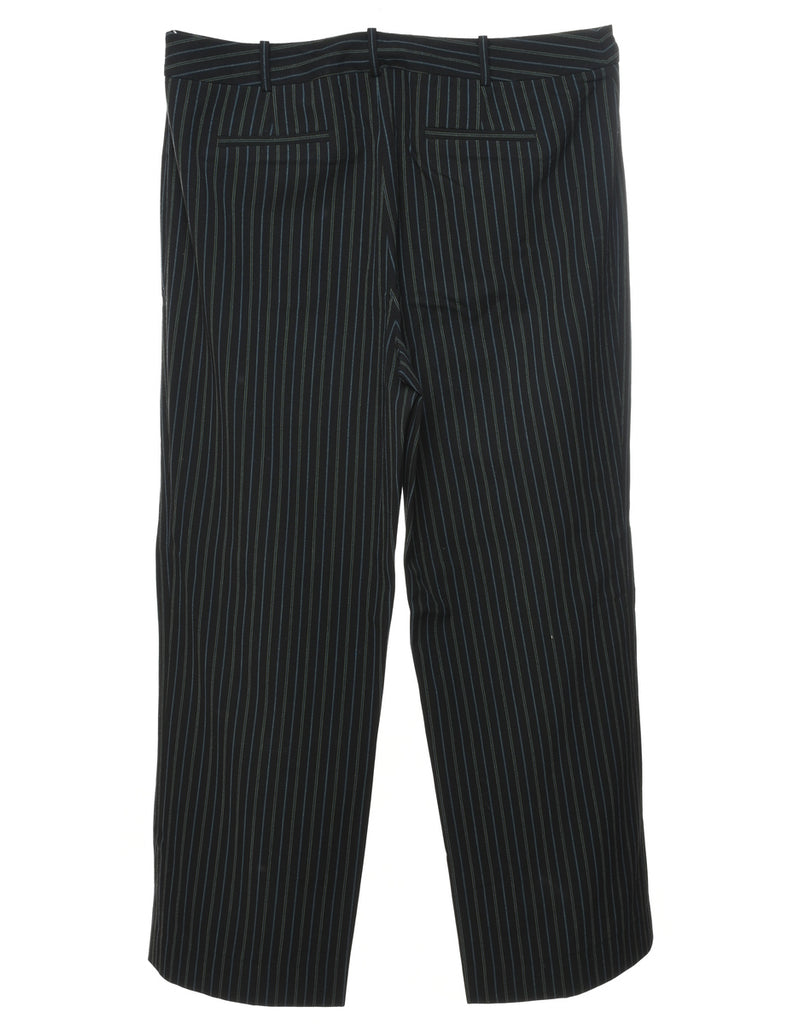 Black & Blue Pinstriped Trousers - W36 L30