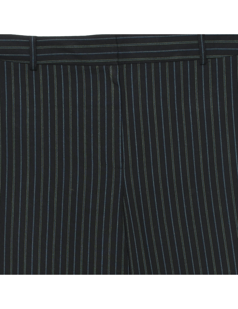 Black & Blue Pinstriped Trousers - W36 L30