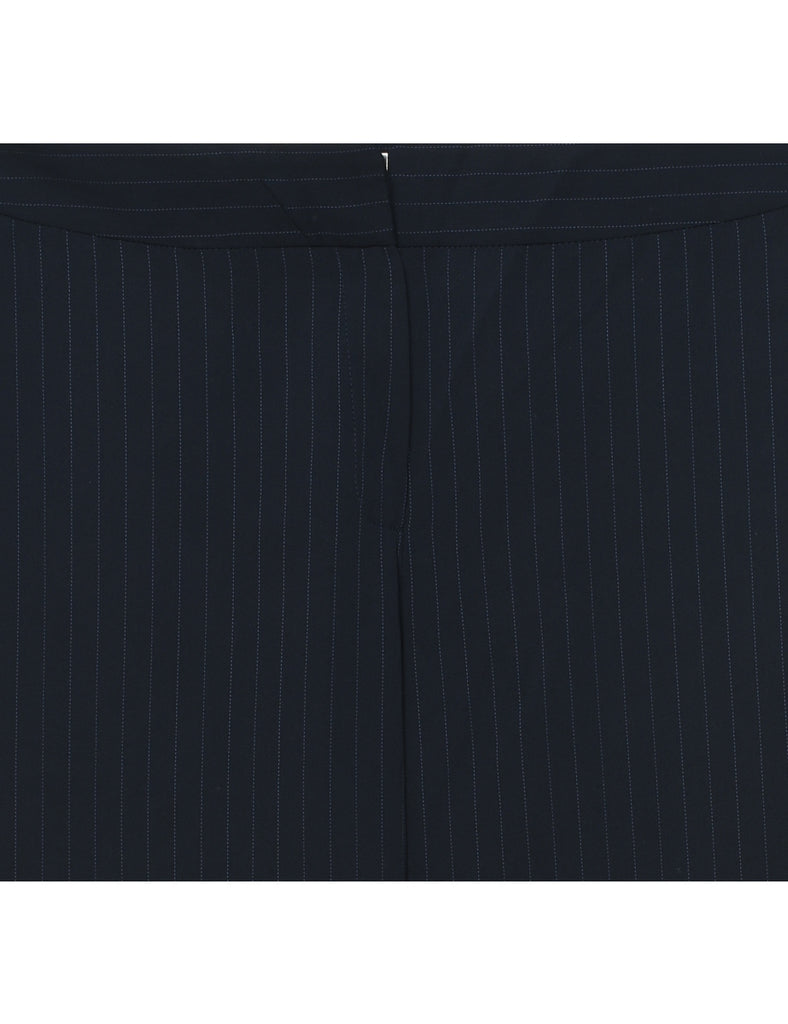 Black & Blue Pinstriped Trousers - W36 L28