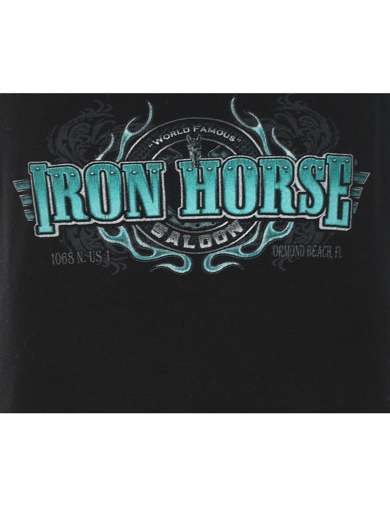 Black & Blue Strappy Iron Horse Saloon Printed Camisole - S