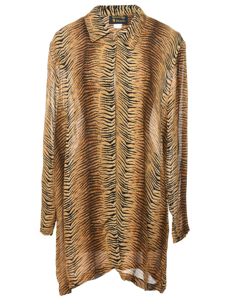 Black & Brown Tiger Print Blouse  - XL