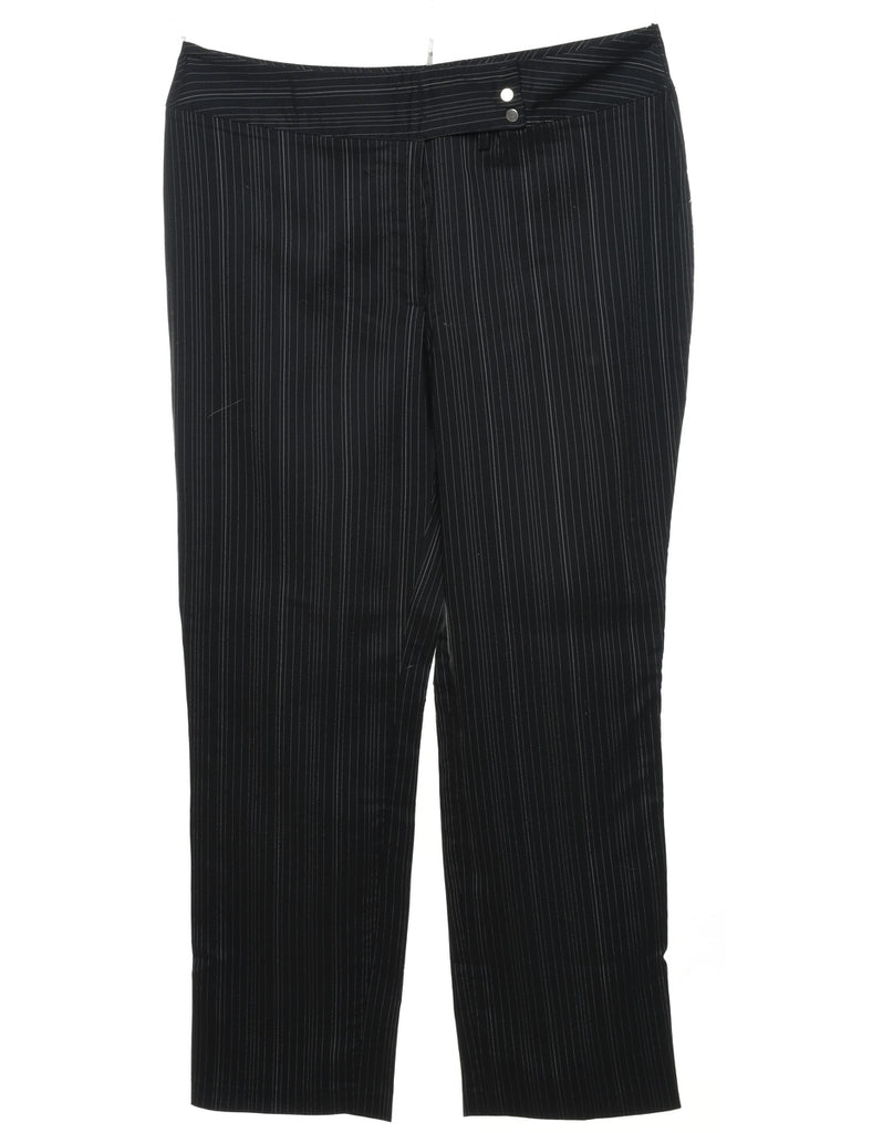 Black Casual Pinstriped Trousers - W36 L29