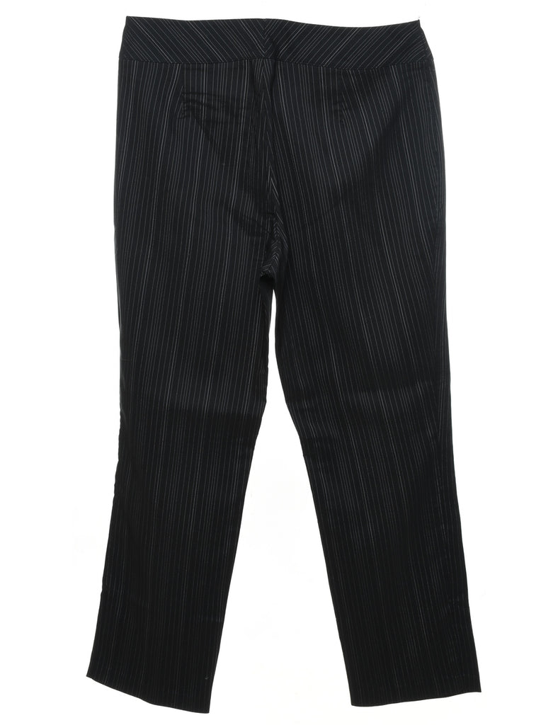 Black Casual Pinstriped Trousers - W36 L29