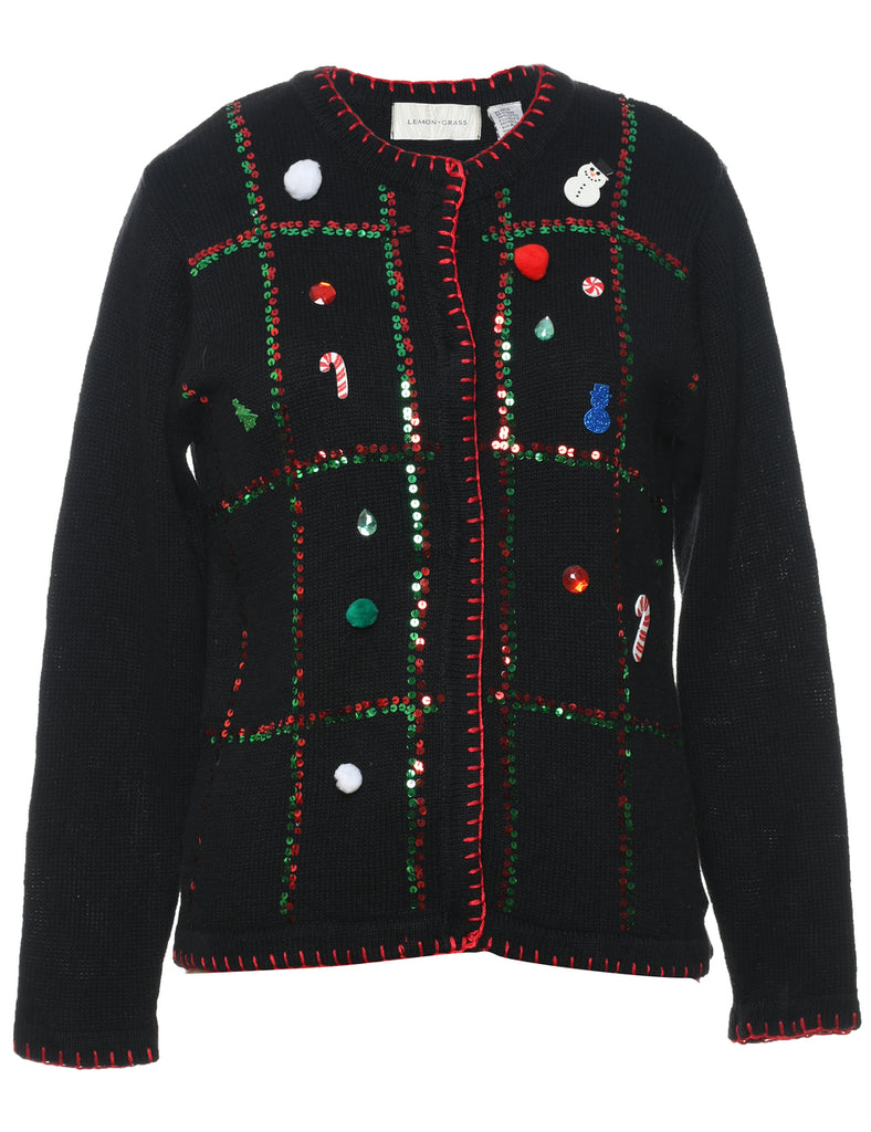 Black Christmas Cardigan - M