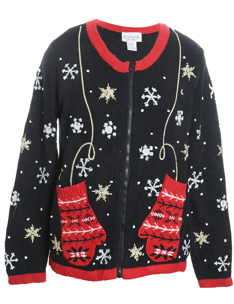 Black Christmas Cardigan - M