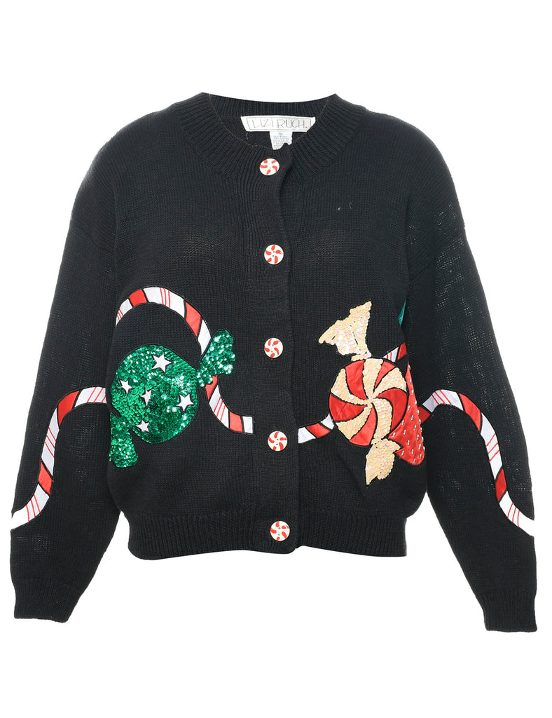 Black Christmas Cardigan - L