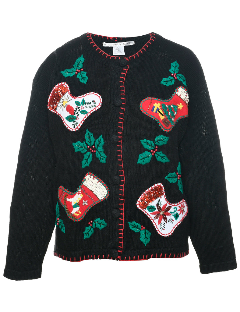 Black Christmas Cardigan - M