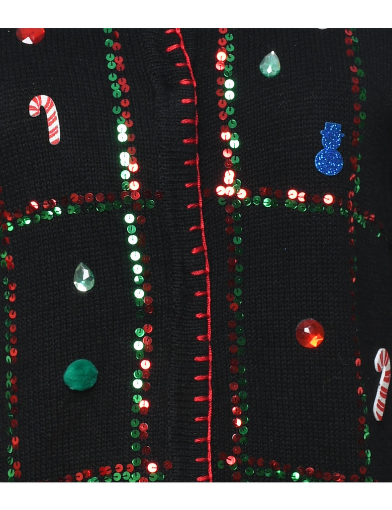 Black Christmas Cardigan - M