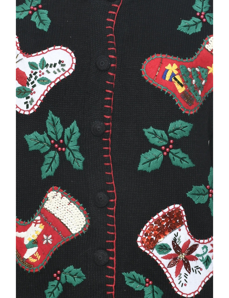 Black Christmas Cardigan - M