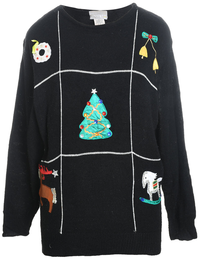 Black Christmas Jumper - L