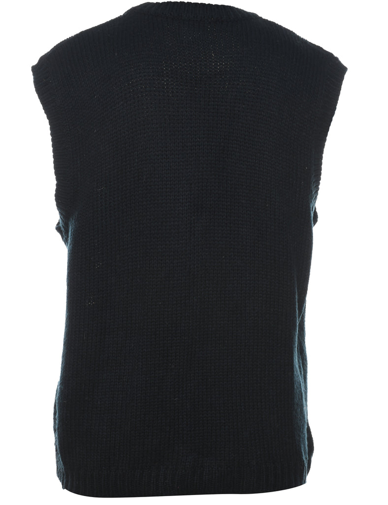 Black Christmas Sweater Vest - L