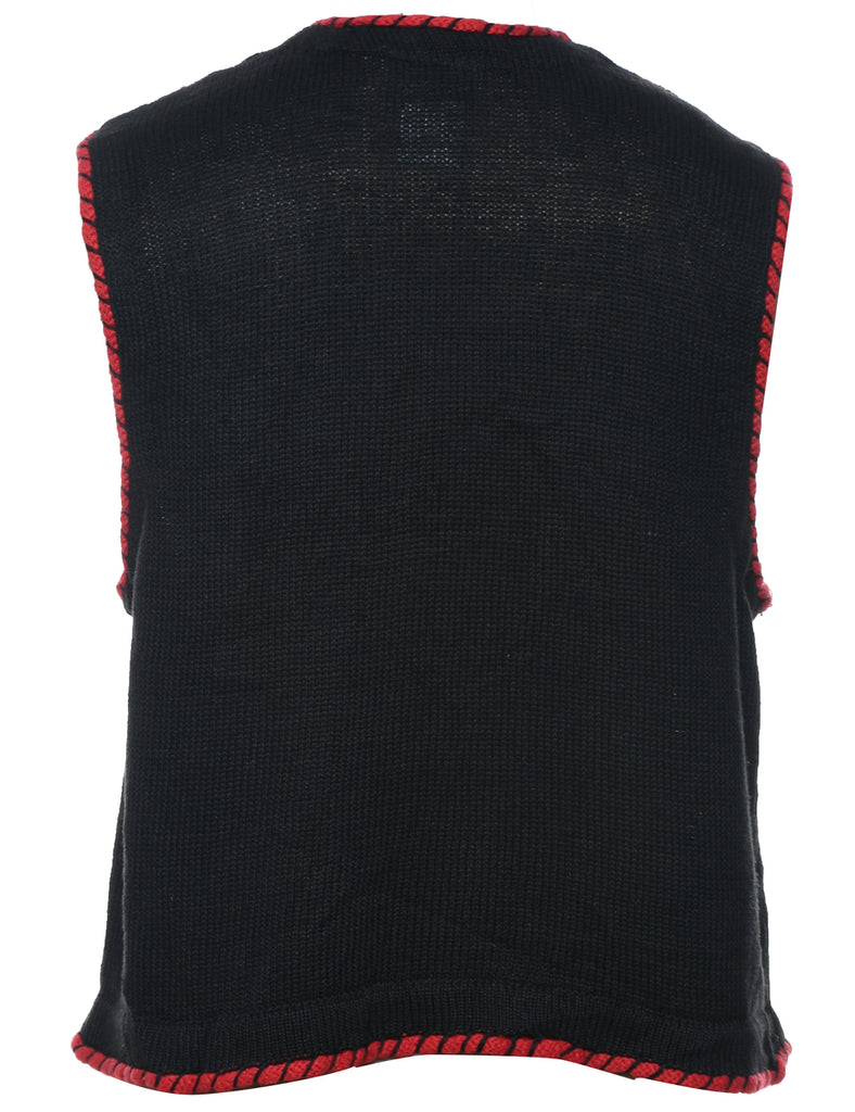 Black Christmas Sweater Vest - M