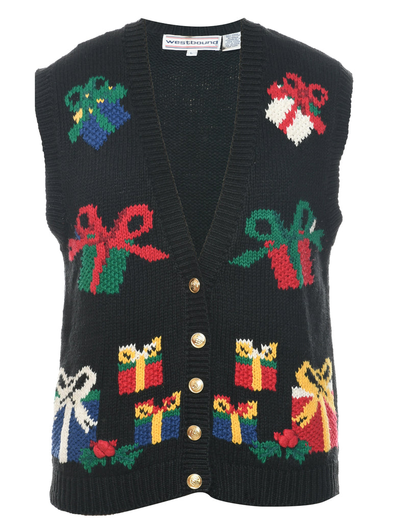 Black Christmas Vest - L