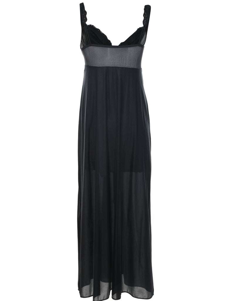 Black Classic Lace Trim Slip Dress - XS