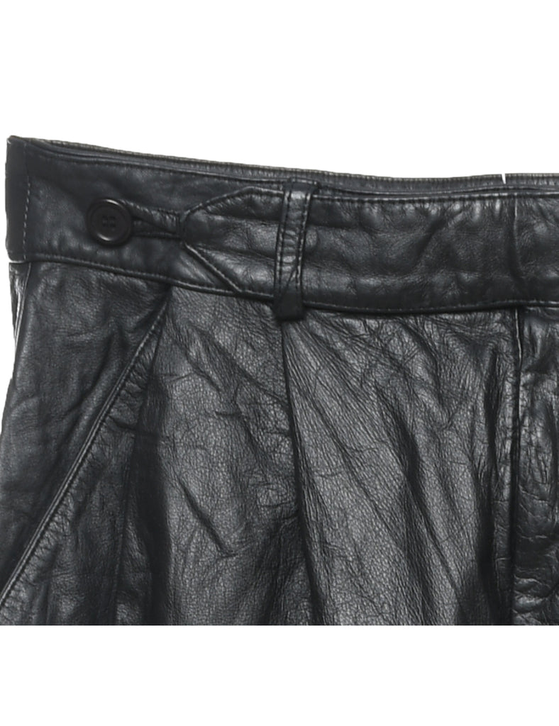 Black Classic Leather Trousers - W26 L26