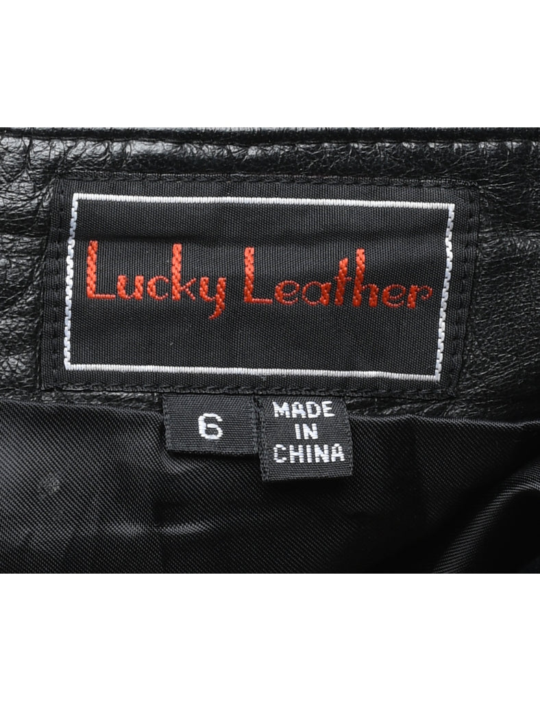 Black Classic Leather Trousers - W26 L32