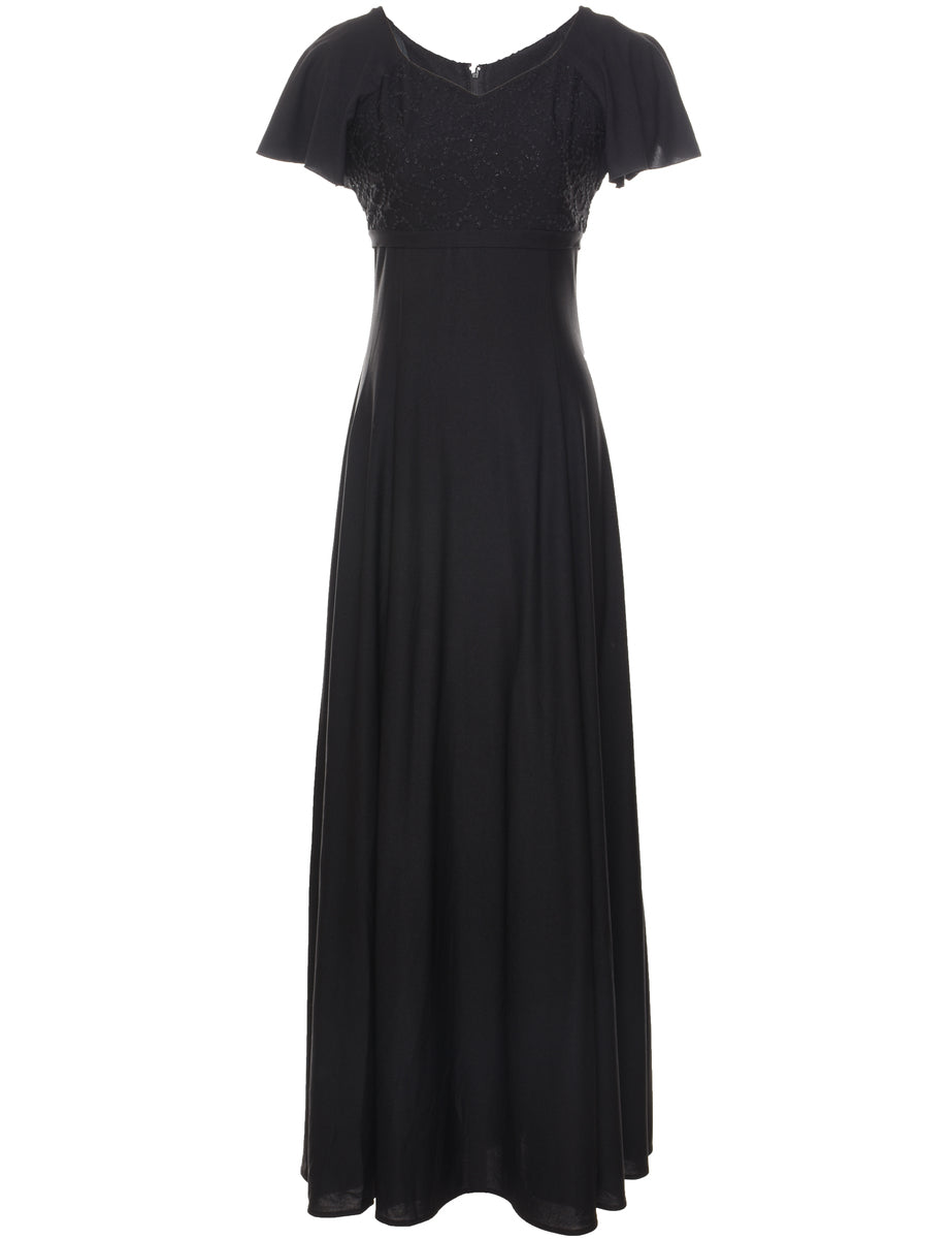 Women's Black Classic Vintage Maxi Evening Dress Black, M | Beyond ...