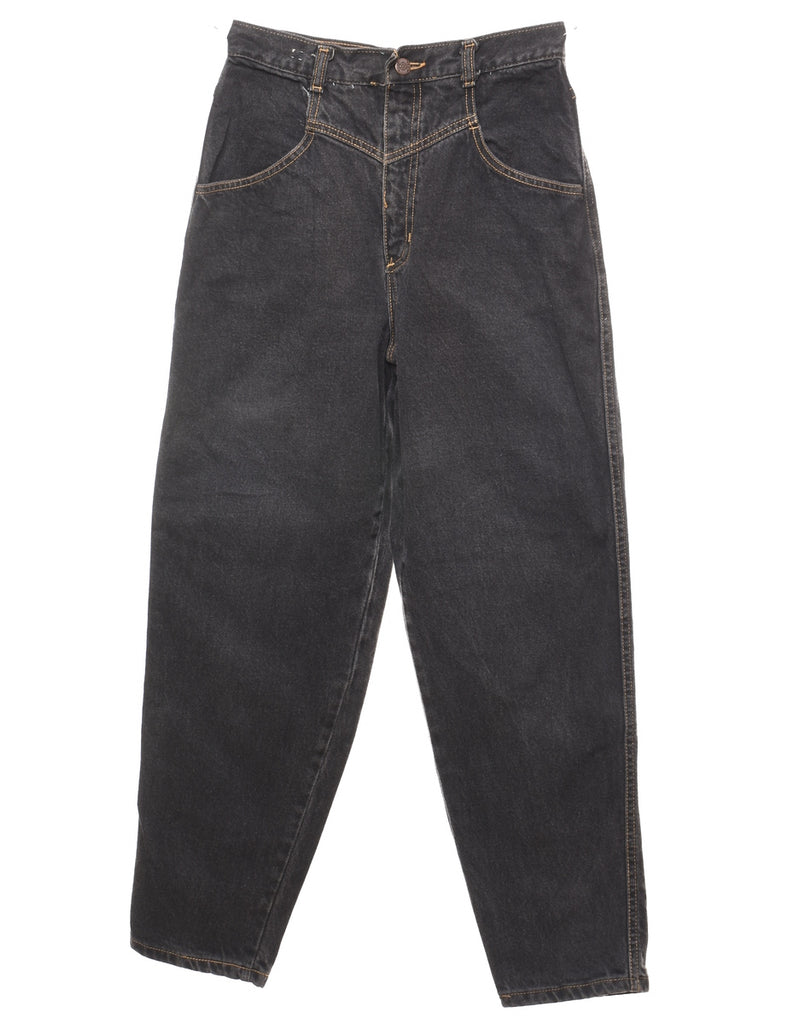 Black Contrast Stitch Tapered Jeans - W26 L27