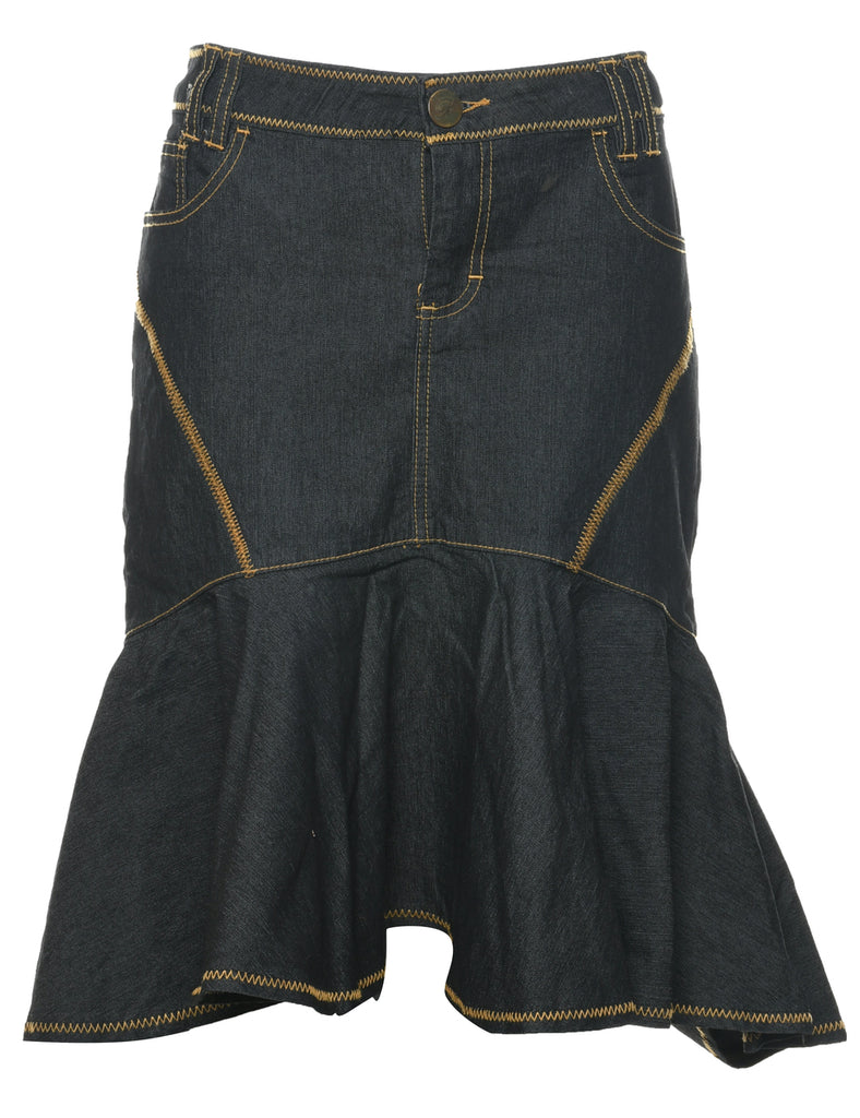 Black Denim Skirt - L