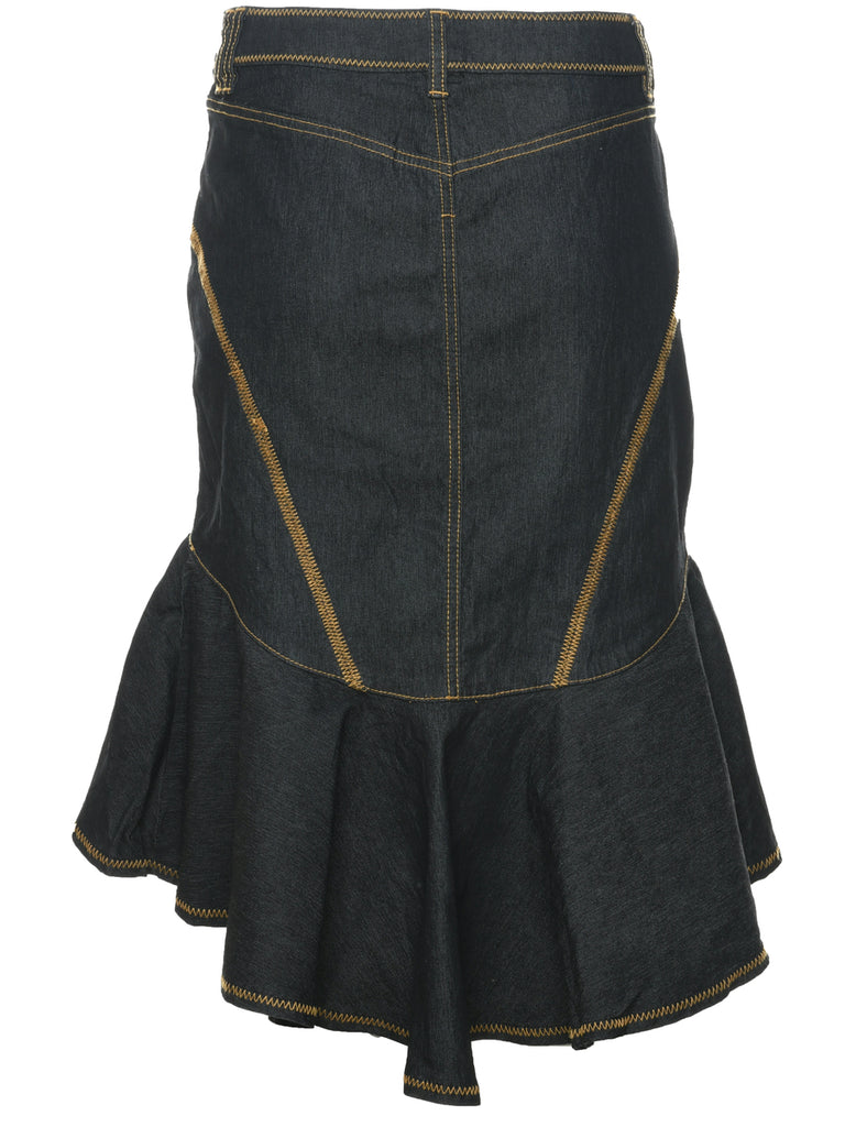 Black Denim Skirt - L