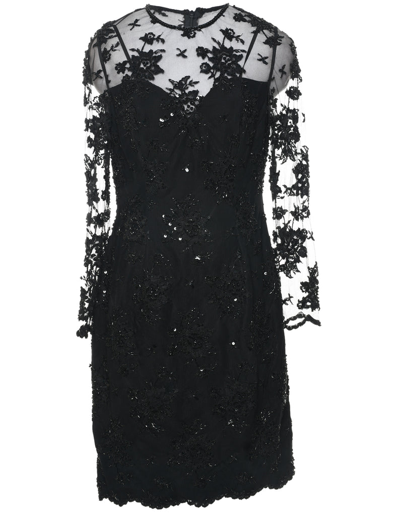 Black Embellished Party Dress - S