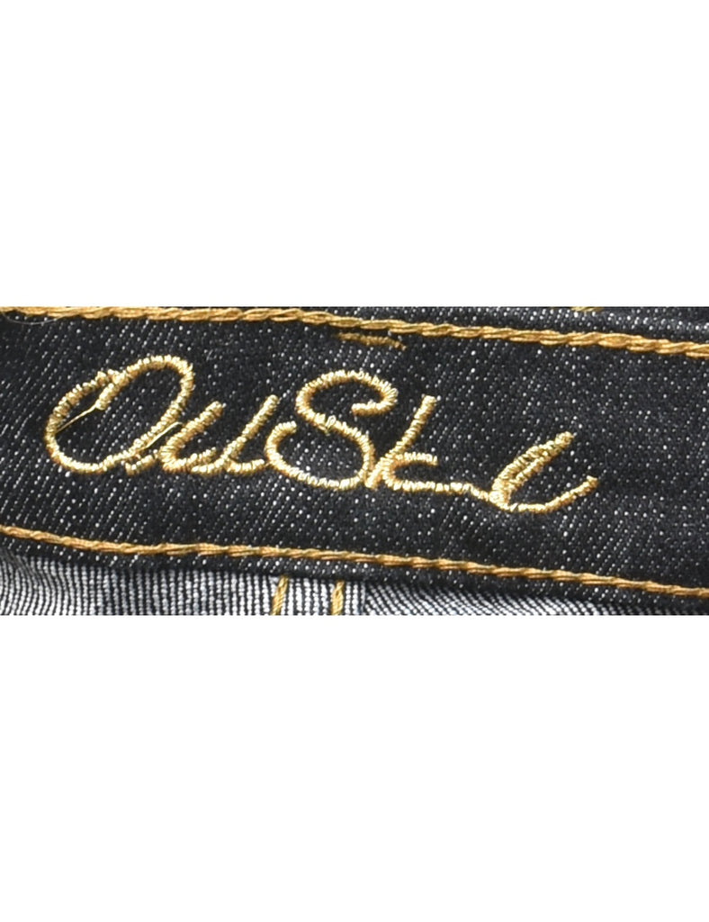 Black Embroidered Y2K Style Jeans - W34 L30