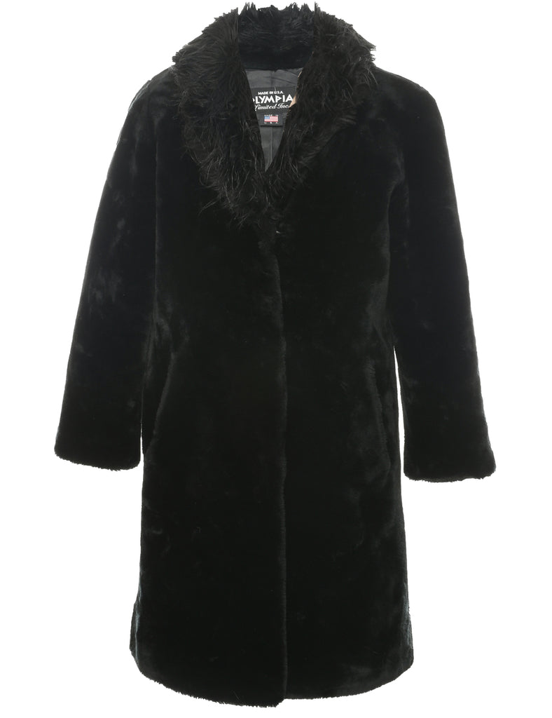 Black Faux Fur Coat - L