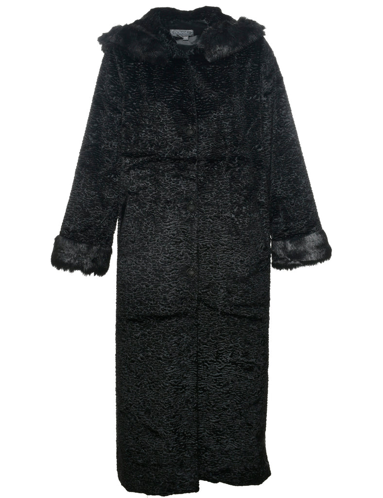 Black Faux Fur Coat - L