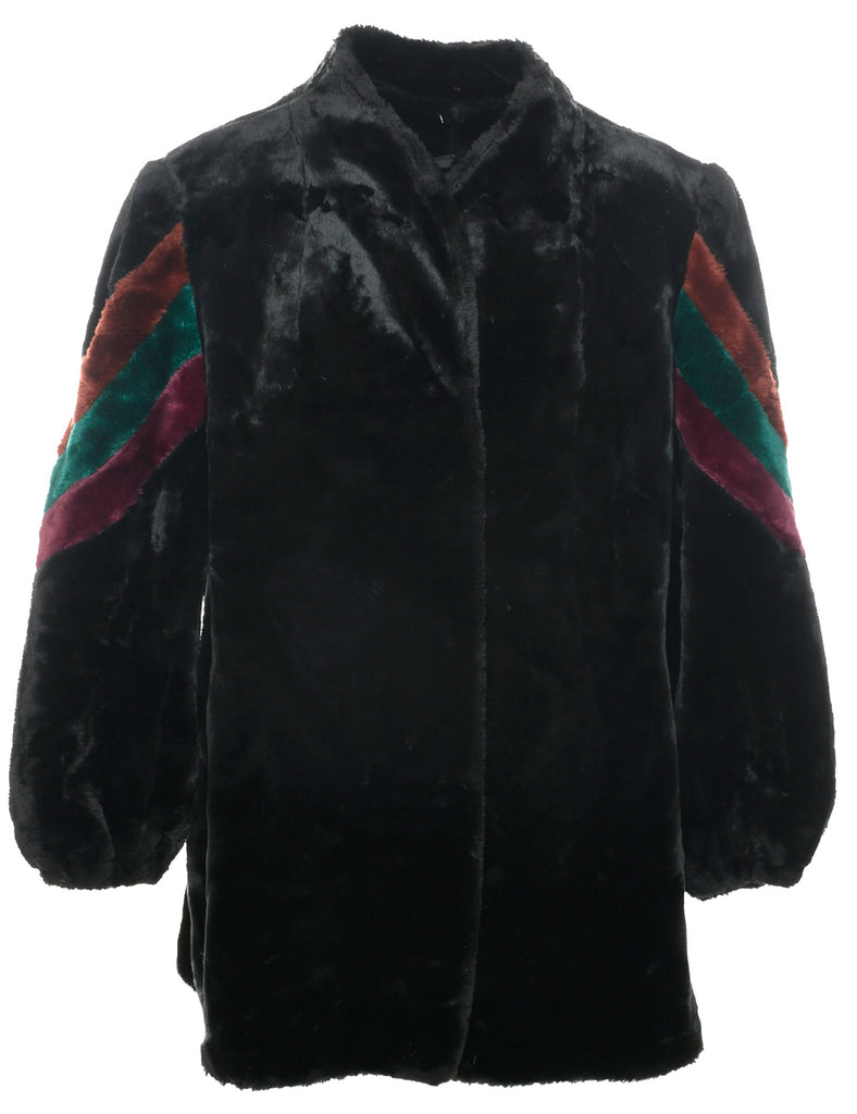 Black Faux Fur Coat - L