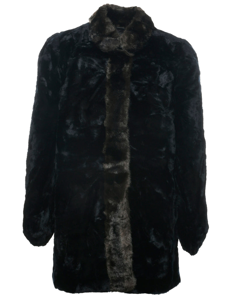 Black Faux Fur Coat - M