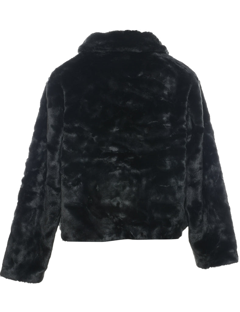 Black Faux Fur Coat - L