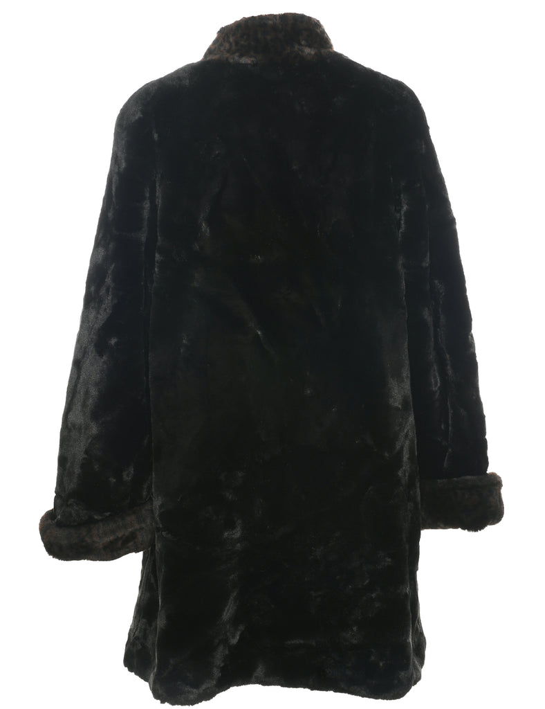 Black Faux Fur Coat - L