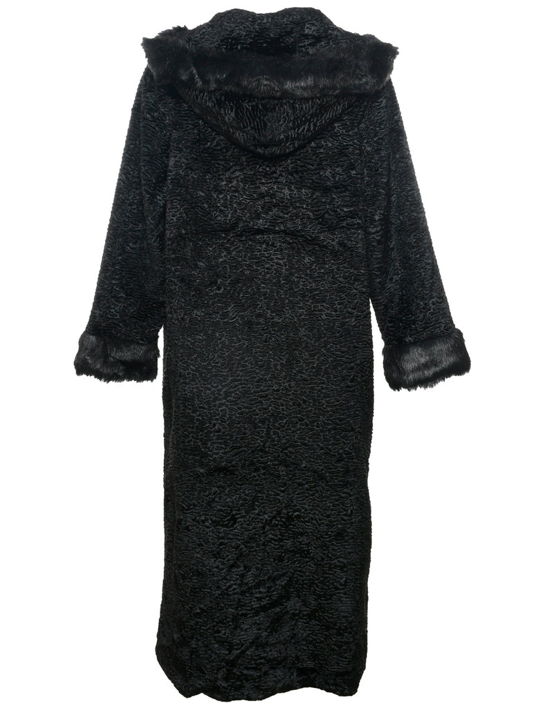 Black Faux Fur Coat - L