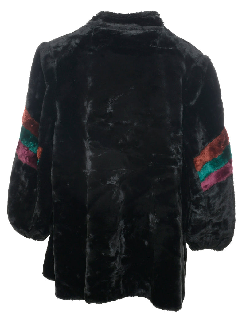 Black Faux Fur Coat - L