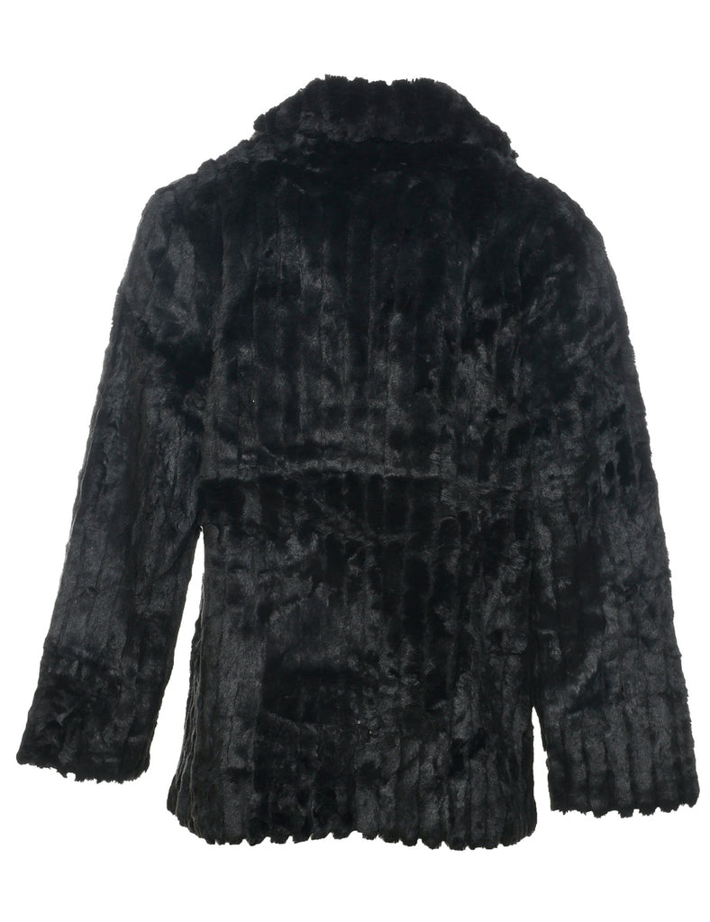 Black Faux Fur Coat - L