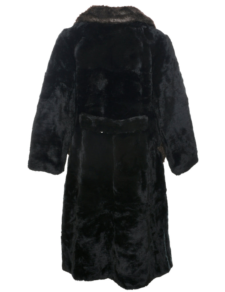 Black Faux Fur Coat - M