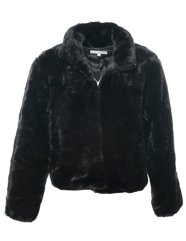 Black Faux Fur Jacket - L