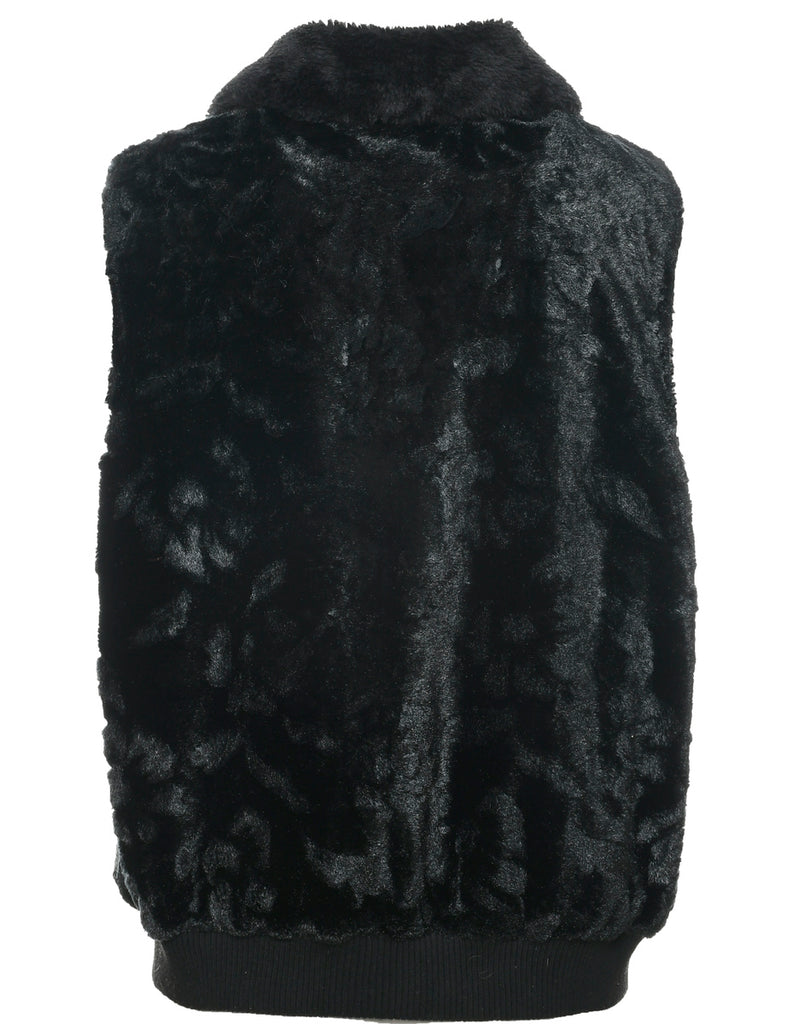 Black Faux Fur Jacket - L