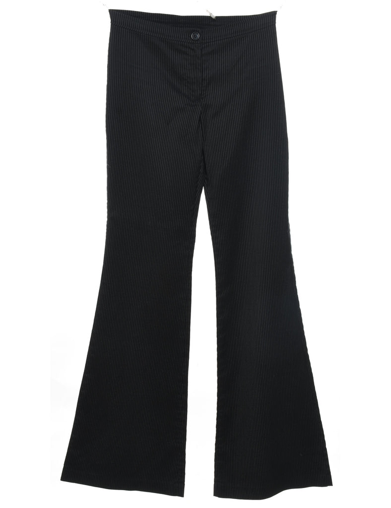 Black Flared Leg Pinstriped Trousers - W26 L31