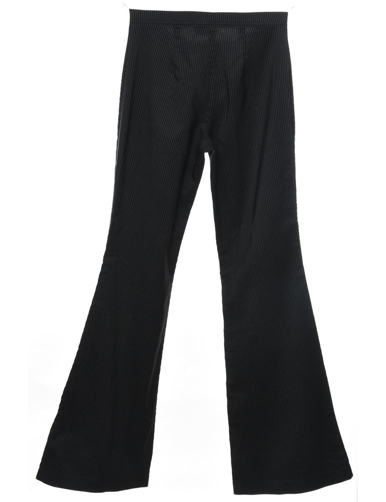 Black Flared Leg Pinstriped Trousers - W26 L31