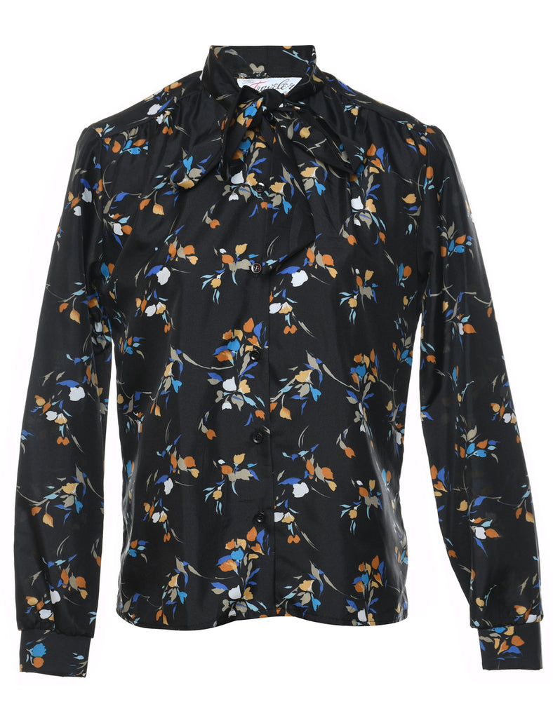 Black Floral Blouse - M