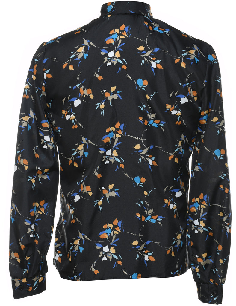 Black Floral Blouse - M