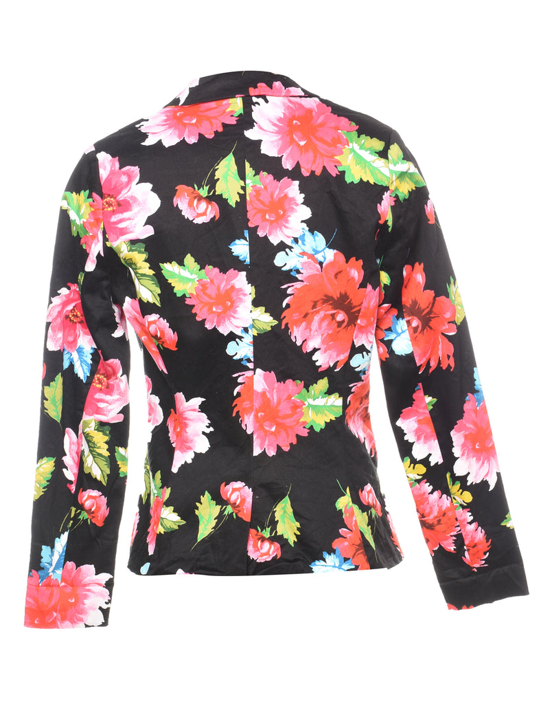 Black Floral Pattern Blazer - M