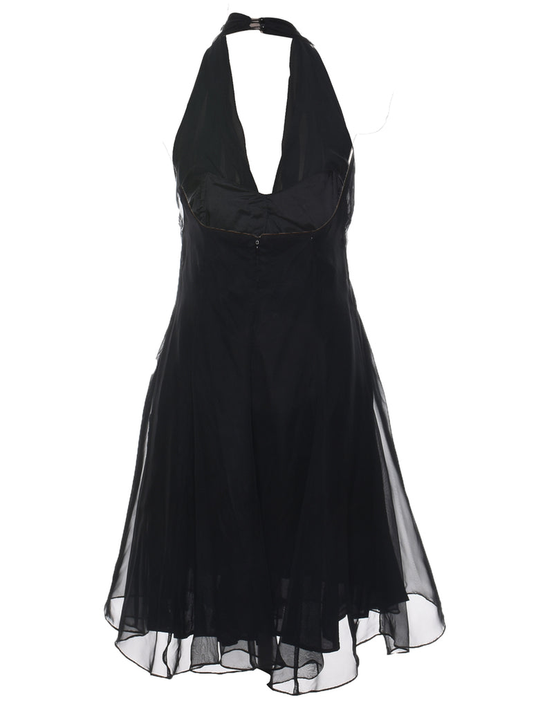 Black Halterneck Evening Dress - S