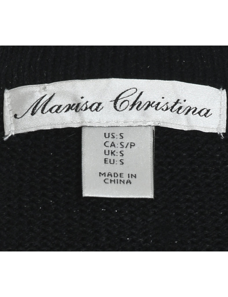 Black Knit Present Design Christmas Vest - S