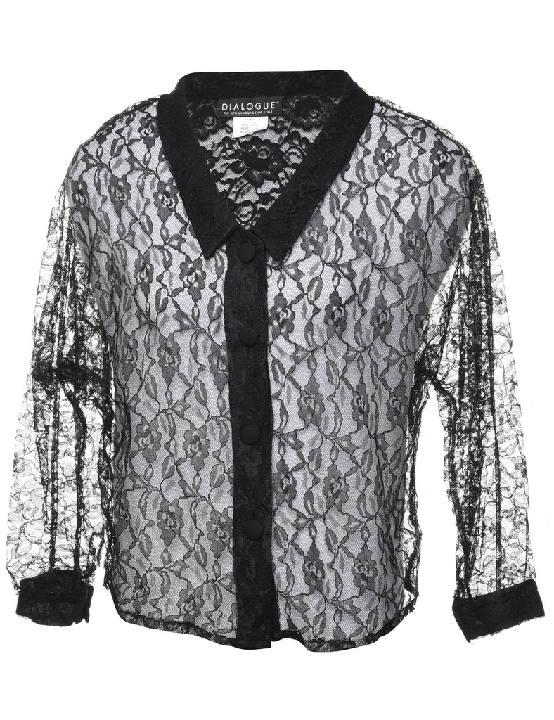 Black Lace Blouse - L