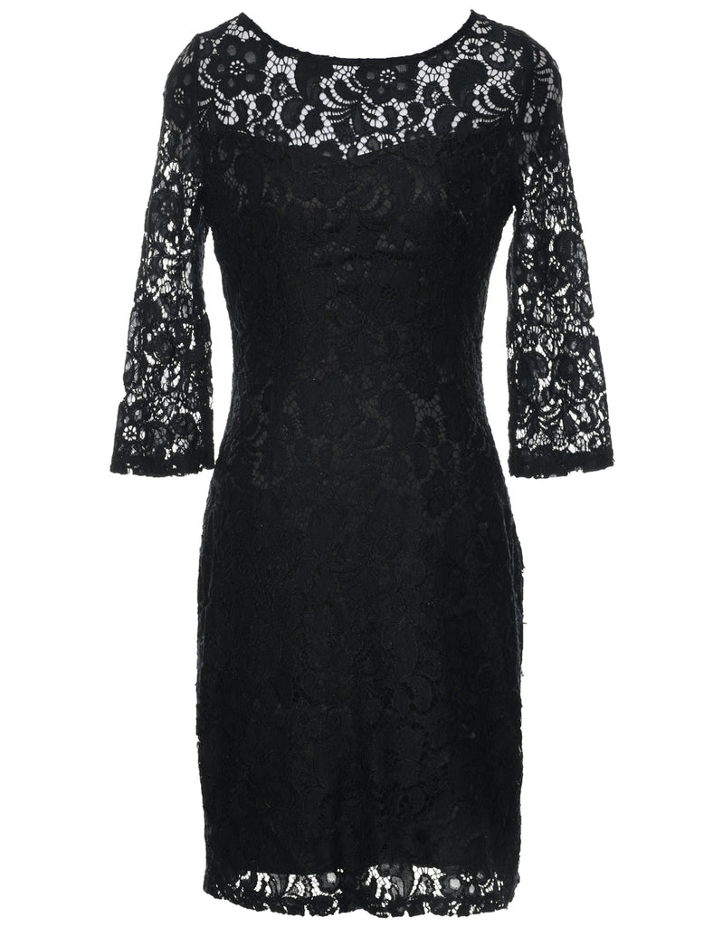 Black Lace Evening Dress - M