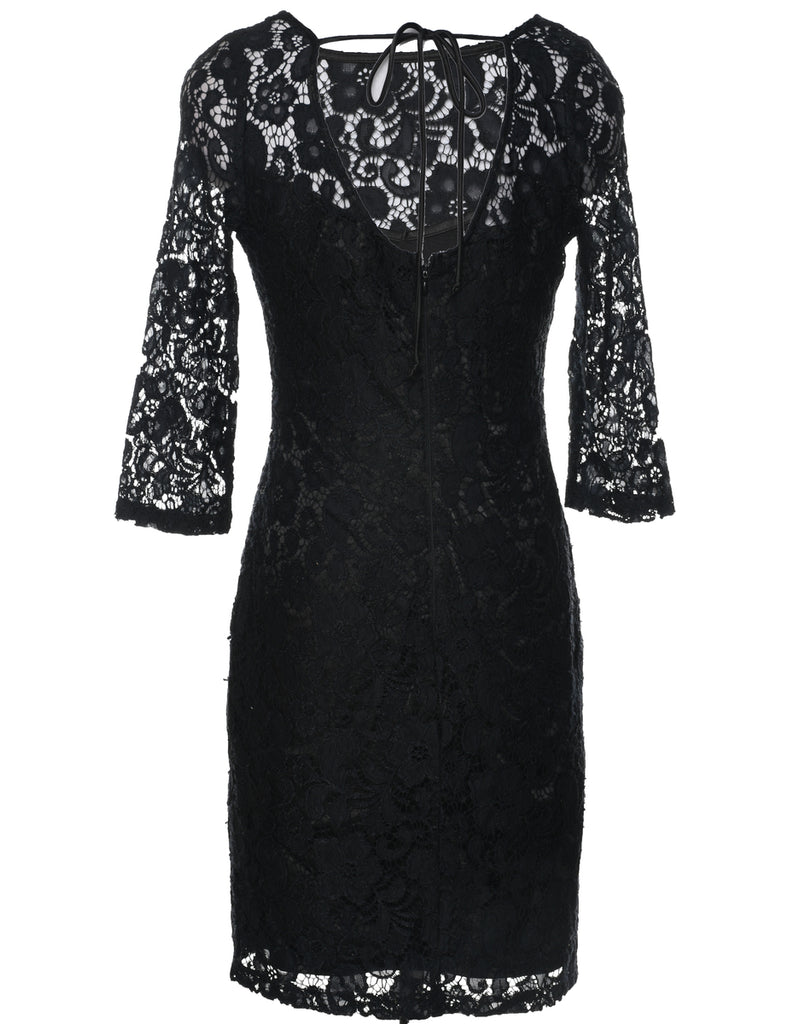 Black Lace Evening Dress - M